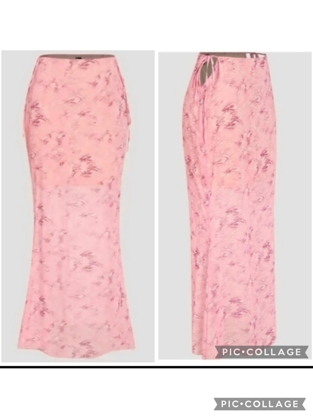 Cider Maxi Skirt Pink Floral Tie Waist Cutout NWT S Chiffon Party Date Festival